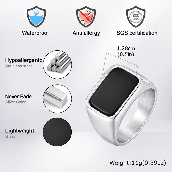 Bague chevalière carrée en acier inoxydable de haute qualité pour hommes, bague large épaisse de couleur or argent, bijoux imperméables Punk à la mode