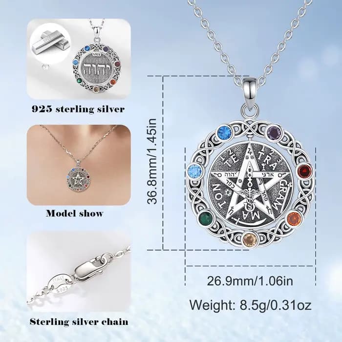 Eudora Original 925 collier pentagramme en argent Sterling pour femmes homme 7 couleurs Chakra étoile tétrgrammaton pendentif rotatif cadeau