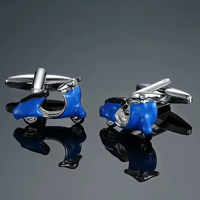 Boutons de manchette de luxe bleus rétro en métal pour hommes, boutons de manchette carrés français pour chemises, bijoux pour mariage, cadeau d'affaires