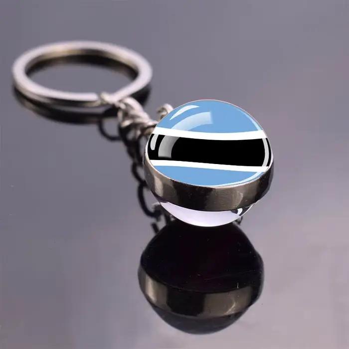Porte-clés drapeau africain, algérie, somalie, tunisie, maroc, egypte, drapeau National, pendentif boule de verre Double face, cadeau
