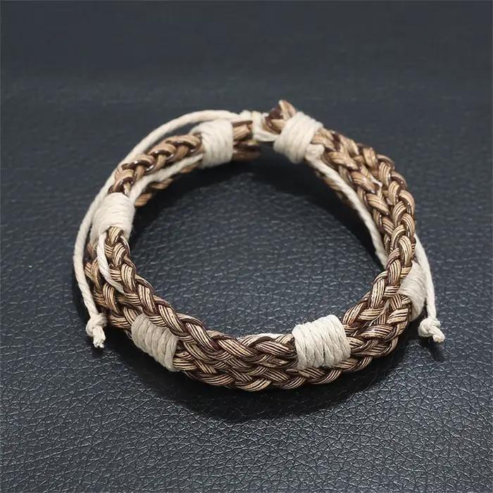 Bracelet en lin de coton tissé vintage pour hommes