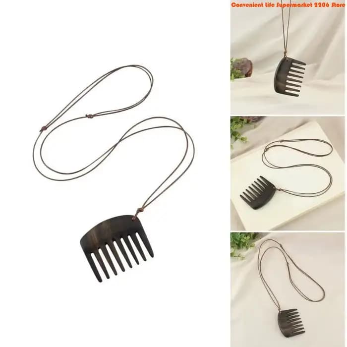 Collier pendentif peigne en bois E06E