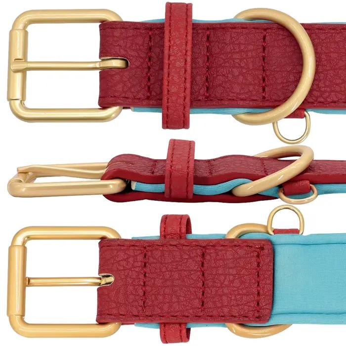 Collier de chien gravé personnalisé colliers de chiens rembourrés en cuir avec étiquette de plaque d'identification personnalisée 2 couches pour petits et grands chiens Pitbull
