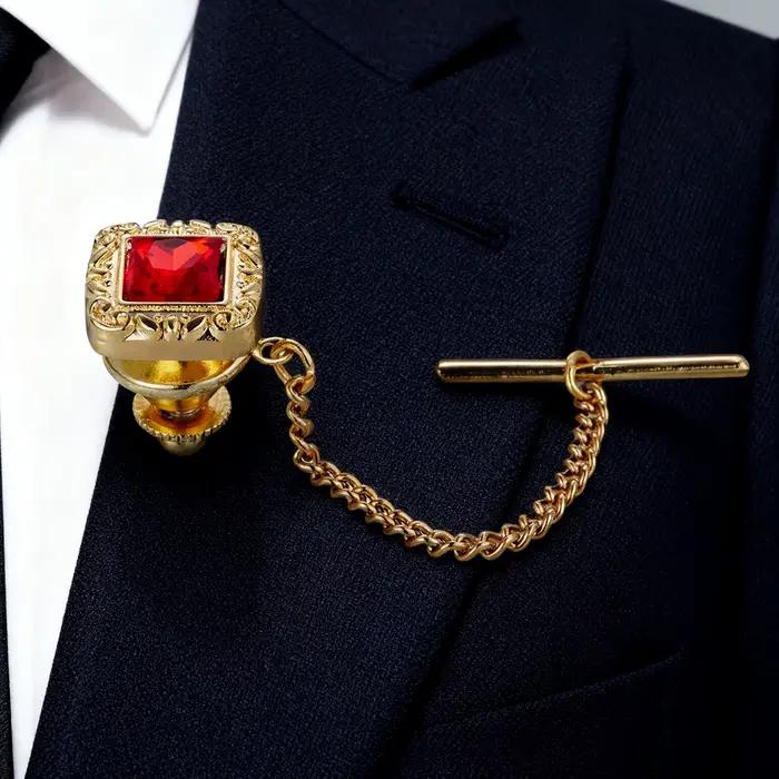 Nouveau Épingle à cravate pour hommes d'affaires Banquet de mariage quotidien couleur or exquise boucle de verrouillage en cristal