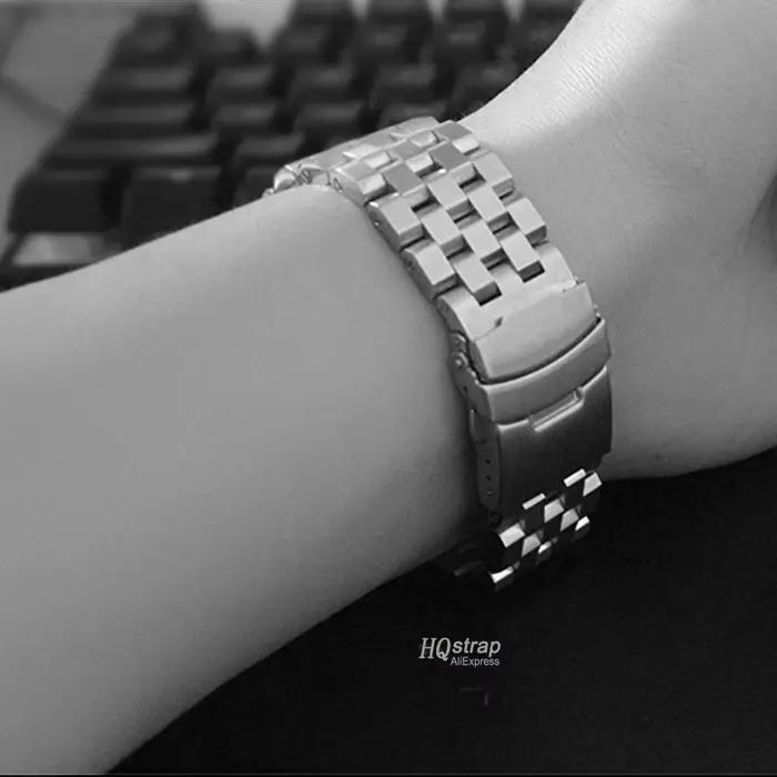Bracelet en acier inoxydable massif, 20mm 22mm 24mm, Bracelet de remplacement pour montre intelligente, pour hommes d'affaires, outil métallique
