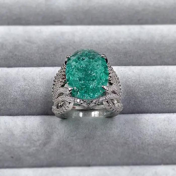 Bague à quatre griffes en argent 925, haute définition, classique, rétro, coloré, en zircon ovale, cadeau d'anniversaire, bijoux de fête