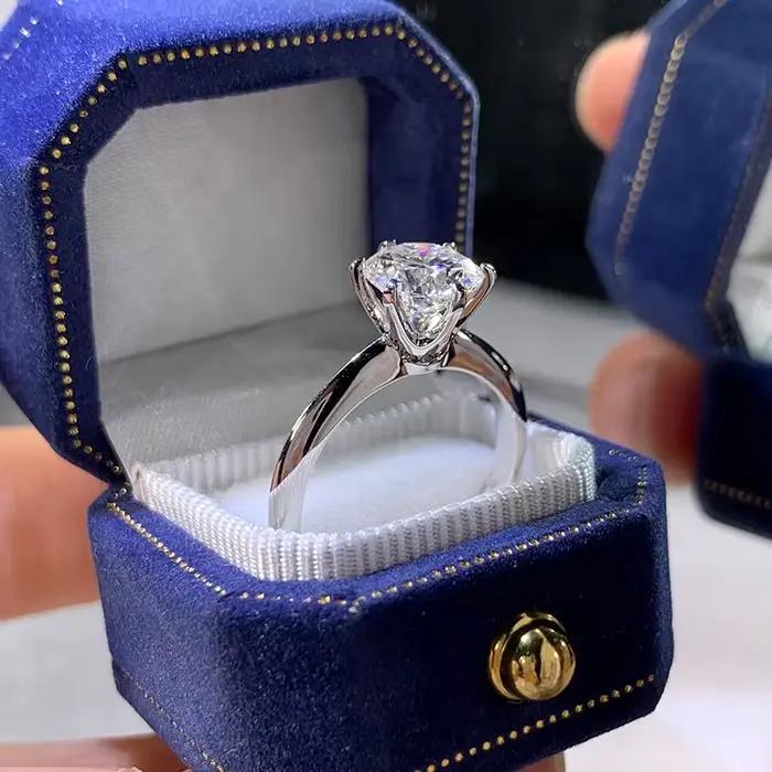 Bague de mariage 1.5 carat pour femme, proposition, document en argent, blanc, contre-indiqué, bijoux de fiançailles, fête, mode, CC633