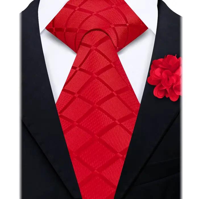 Ensemble cravate et broche florale de luxe pour homme, cravate unie, gravatas pour mariage, fête, vin, noir, bleu, homme