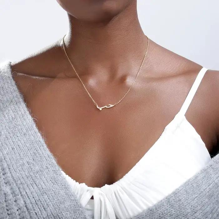 Collier en Acier Inoxydable avec Pendentif en Clip Arabe Rempli de Rose, Bijoux de Demoiselle d'Honneur, Cadeau pour Femme
