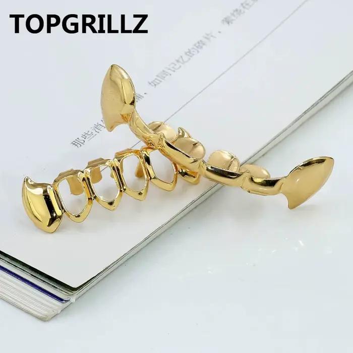 TOPGRILLZ-dents de Hip-Hop plaquées couleur or, demi-Fang, Slim, ensemble pour fond inférieur, creux