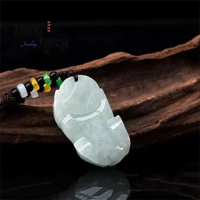 Pendentif en jadéite Ruyi Pixiu naturel du Myanmar, graveur exquis, mascottes, meilleure vente, bijoux fins à la mode, cadeau de vacances