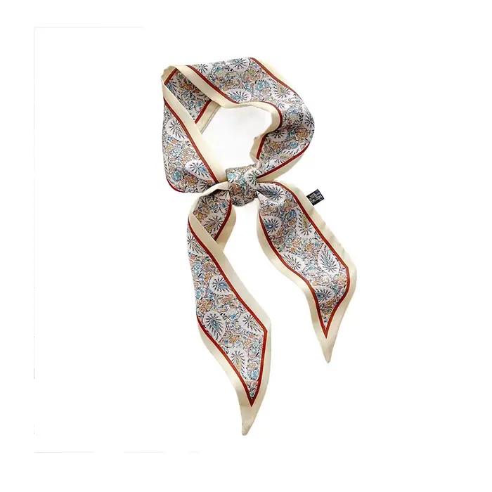 Écharpe fine en soie, bandeau élégant, foulard décoratif, longue bande polyvalente, attache pour cheveux, ruban de fixation pour sac, accessoire de mode pour cheveux
