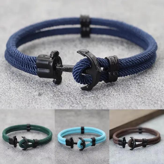 Nouveau Bracelet ancre hommes bicouche 4mm corde Milan Sports de plein air