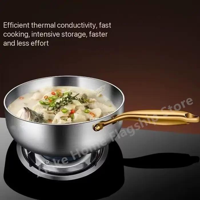 Poêle à frire en acier inoxydable 316, Wok non revêtu approfondie, poêle antiadhésive, cuisinière à gaz, cuisinière à Induction, ustensiles de cuisine universels