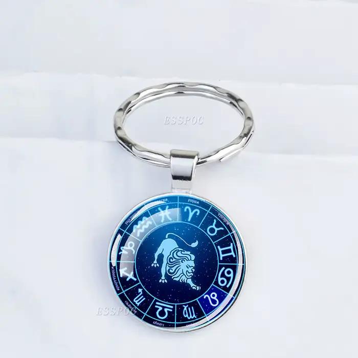Porte-clés en métal signe du zodiaque, 12 constellations, Lion, Vierge, Vèbre, Scorpion, Sagitchlore, pendentif us, porte-clés, cadeaux, mode