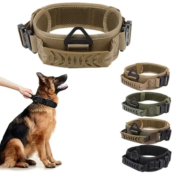 Collier tactique pour chien en métal réglable à double boucle, collier de luxe pour l'entraînement, collier pour berger allemand, pour chiens de taille moyenne et grande
