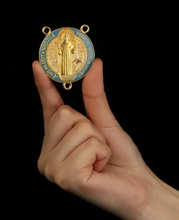 Diyalo-Pièce maîtresse de médaille en émail Saint Benoît, exorcisme chrétien, CSPB, connecteur de chapelet Saint Benoît, accessoires de bricolage exécutif