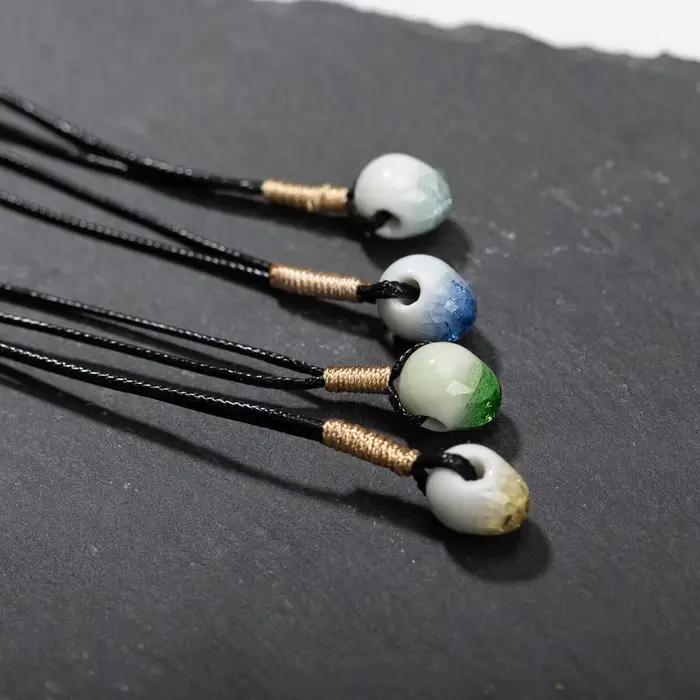 Collier Simple en Céramique Craquelée de Glace, Bijoux à la Mode, Vente en Gros, Cadeau pour Femme et Fille