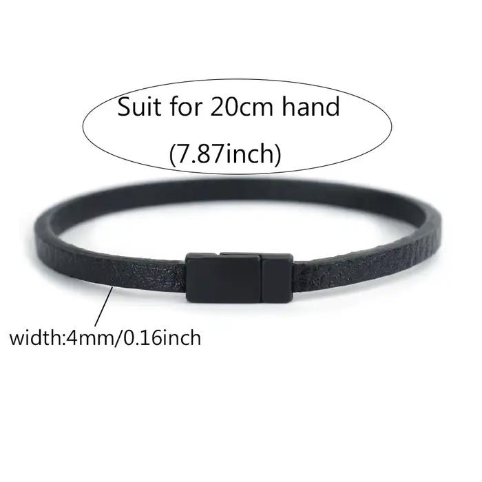 Bracelet en cuir PU pour hommes, loisirs Grade A, fermoir magnétique noir, chaîne tissée à la main, polyvalent, Punk, cadeau pour petit ami, Joias