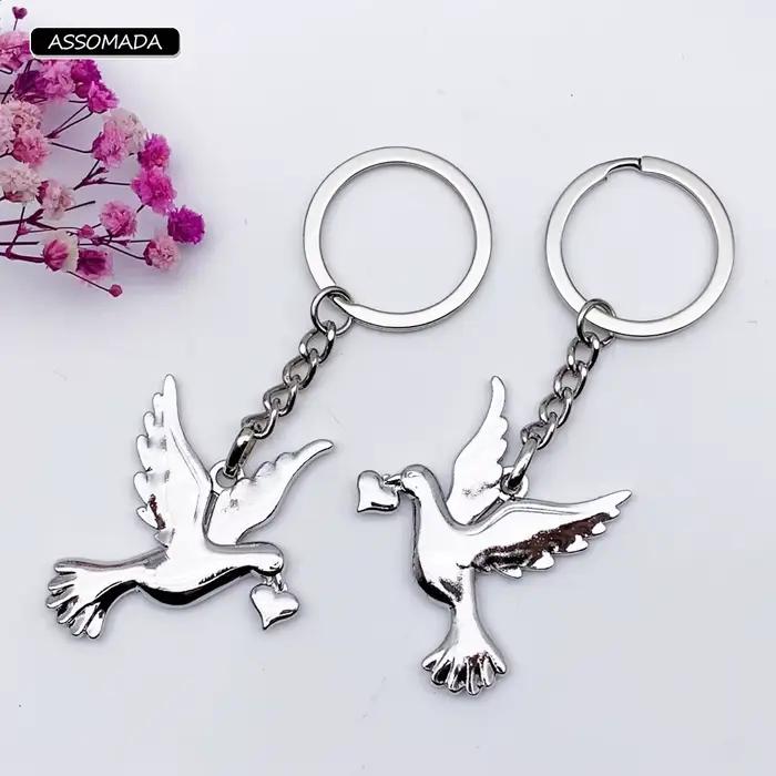 Porte-clés coeur colombe de la paix, clé de voiture Pigeon, cadeau pour femme, homme, fille, garçon, ornement, vente en gros, livraison directe