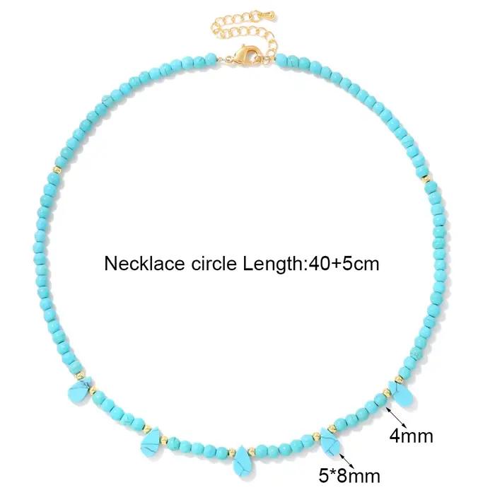 Collier de perles d'aventurine verte en pierre naturelle pour femmes et filles, tour de cou en perles turquoises bleues, bijoux Boho à la mode, 4mm