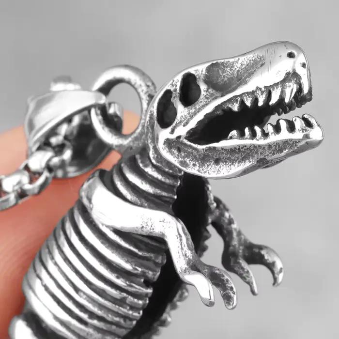 Tyrannosaure dinosaure fossile en acier inoxydable hommes colliers pendentifs chaîne pour petit ami mâle bijoux créativité cadeau en gros