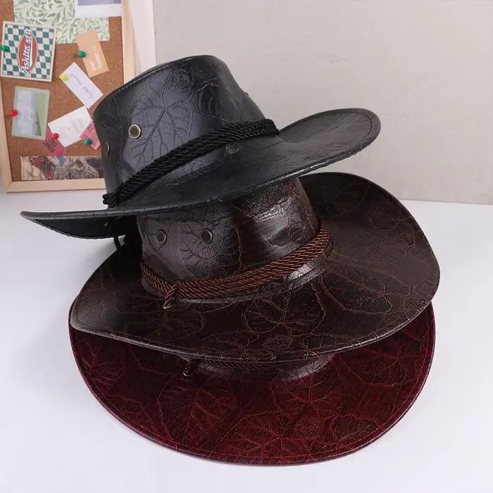 Chapeau de chevalier élégant, chapeaux d'escalade, chapeau bob pour hommes, casquettes de cyclisme, chapeaux de soleil d'été, casquettes de protection solaire, chapeaux de cowboy western en cuir PU