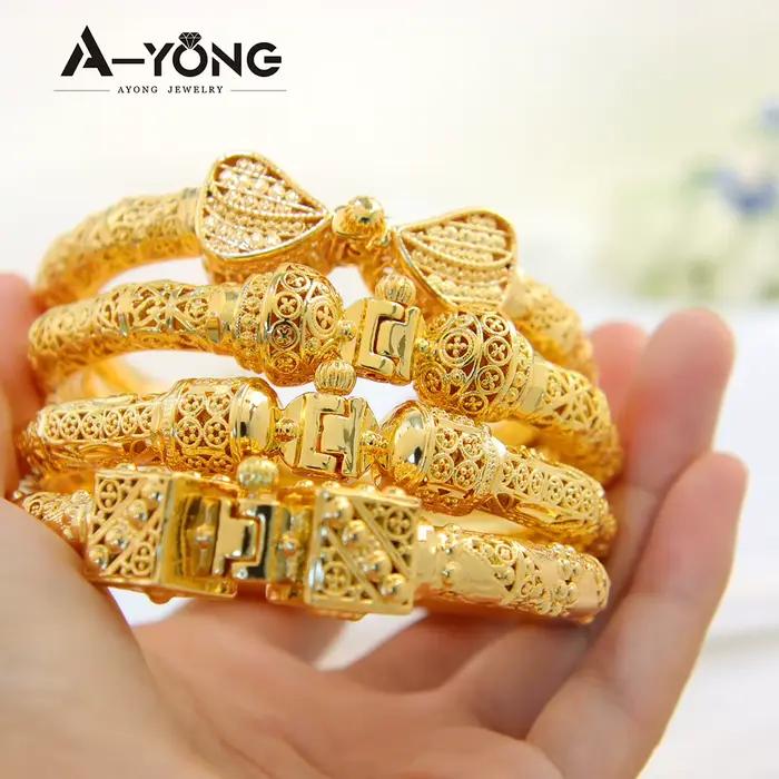 Dubaï 24k or bijoux Bracelet cuivre plaqué or conception arabe luxe pièces de monnaie manchette bracelets Oman femmes bijoux de mariage
