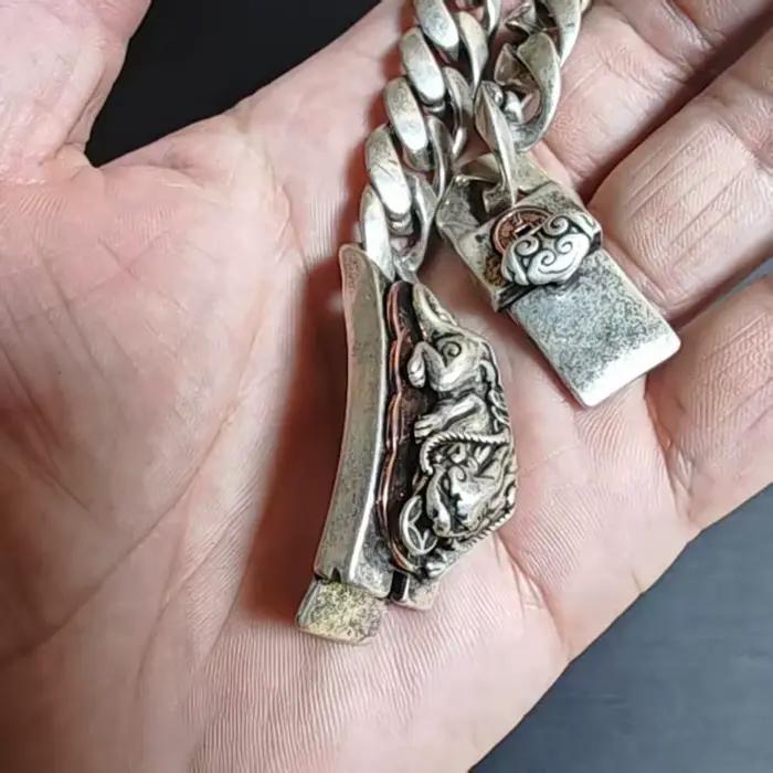 Bracelet pour homme en argent vieilli
