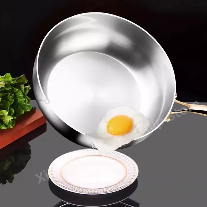 Poêle à frire en acier inoxydable 316, Wok non revêtu approfondie, poêle antiadhésive, cuisinière à gaz, cuisinière à Induction, ustensiles de cuisine universels