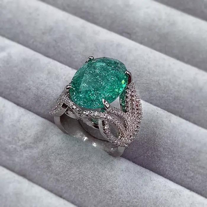 Bague à quatre griffes en argent 925, haute définition, classique, rétro, coloré, en zircon ovale, cadeau d'anniversaire, bijoux de fête