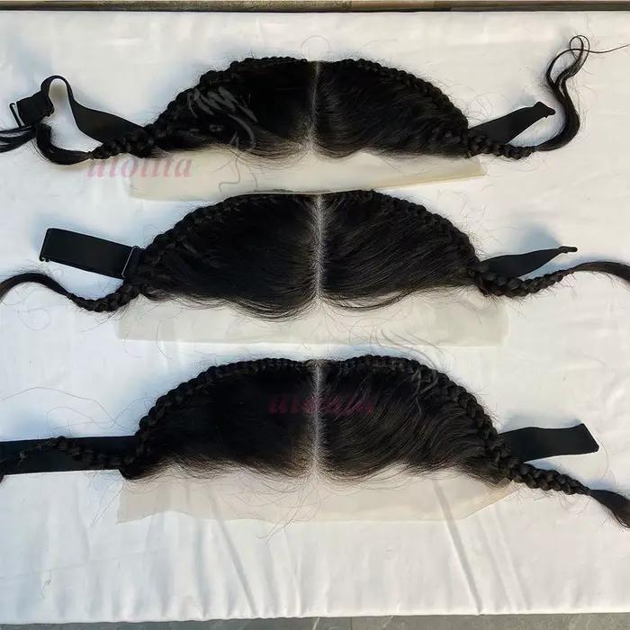 Perruques frontales en dentelle droite sans colle 13x4 avec tresses cheveux humains prêt à porter perruque frontale droite indienne brute porter et aller