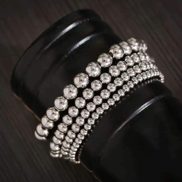 Bracelet Classique en Perles de Bronze pour Homme et Femme, Accessoire en Cuivre et Métal Fait à la Main, 4/5/6/8mm