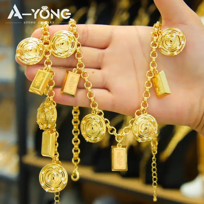Ensemble de bijoux à la couleur or italienne plaqués or 24 carats pour femmes occasions spéciales mariage fête anniversaire