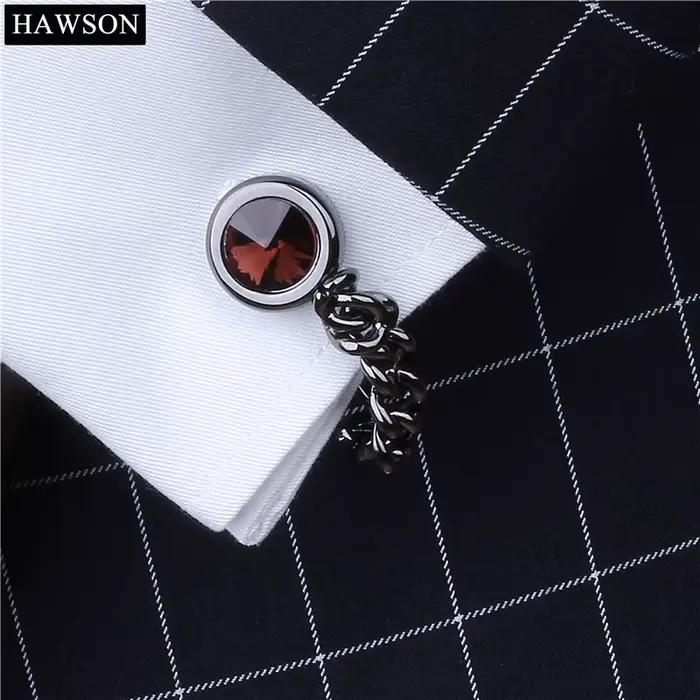 HAWSON-lèvent de manchette en cristal pour hommes avec JO, chemises françaises pour hommes, bijoux d'affaires de mariage ou accessoires