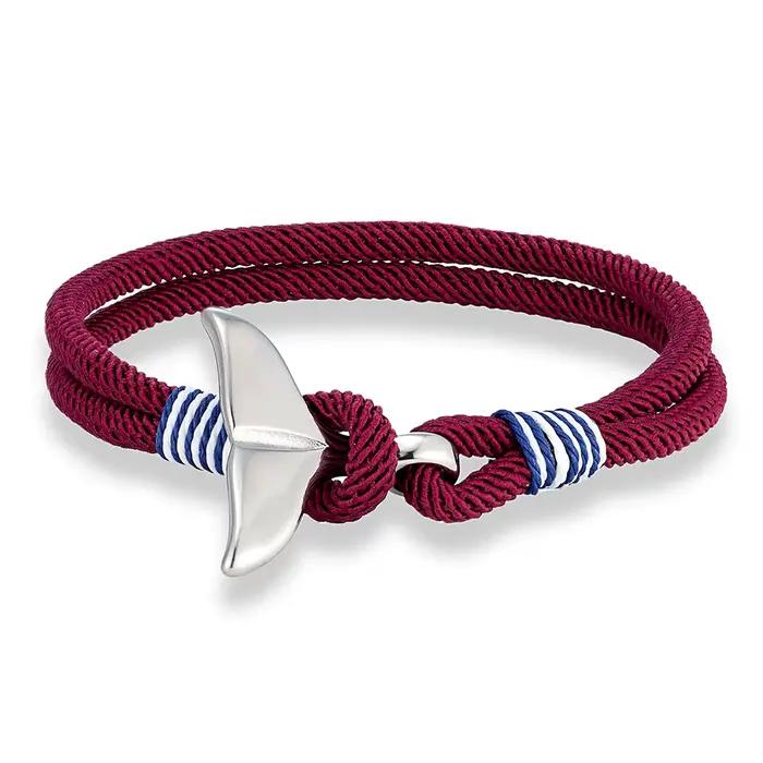 Bracelet Ancre Style Marine Fait Main en Corde avec Enroulement Queue de Baleine, Fermoir Sportif, Bijou Marin pour Hommes et Femmes, Cadeau