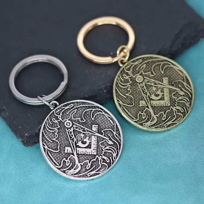 Grand pendentif maçonnique porte-clés en acier inoxydable pour homme et femme avec boucle O symbole de religion et foi occasions spéciales initiation