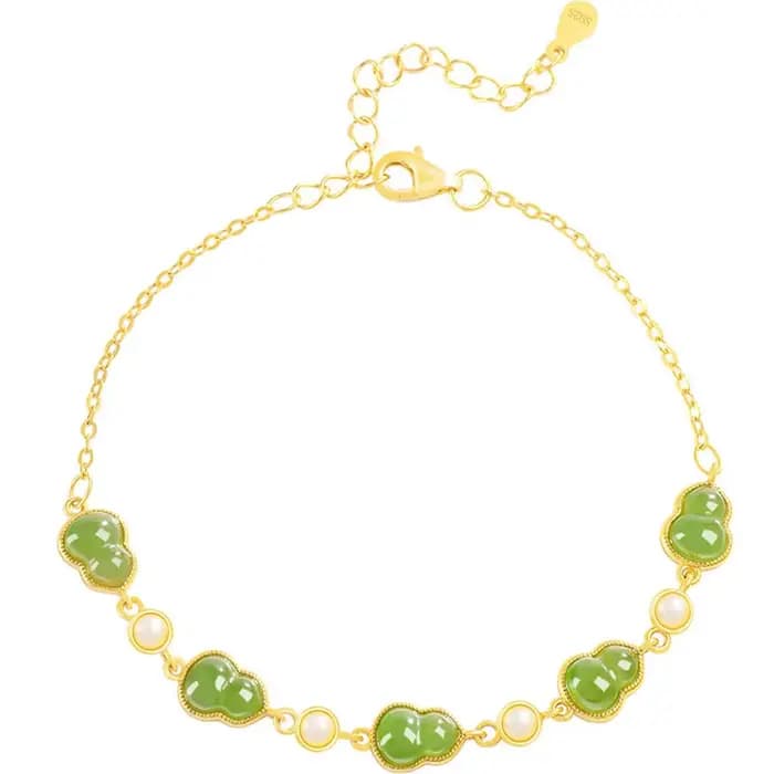 Bracelet incrusté de gourde en Jade Hetian