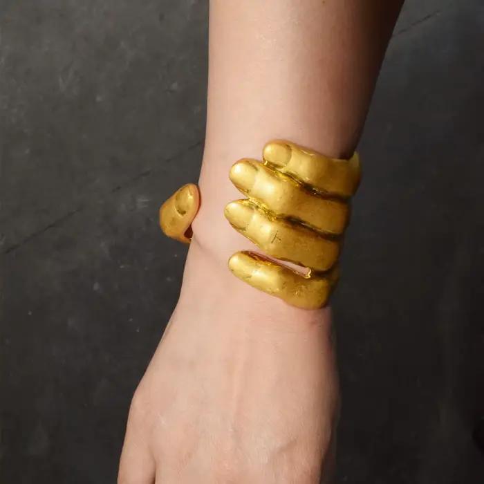 1PC Bracelet de style vintage en alliage métallique plaqué or pour femme, bijou fantaisie pour soirée et spectacle