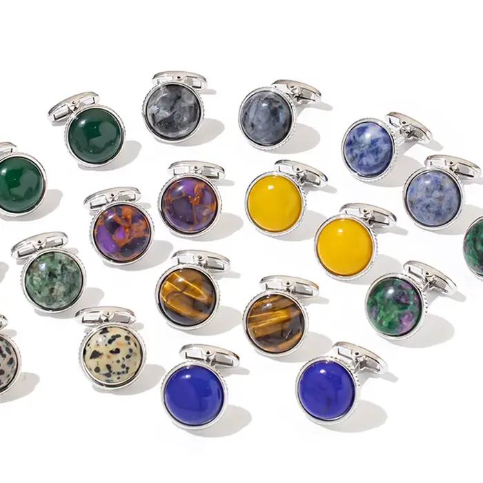 Boutons de manchette de luxe pour homme, personnalisables avec votre logo, en pierres précieuses, cadeau pour petit ami, bijoux pour mariage.