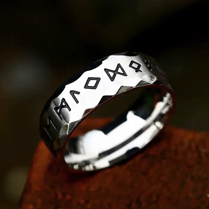 Bague Rune Viking Vintage en acier inoxydable