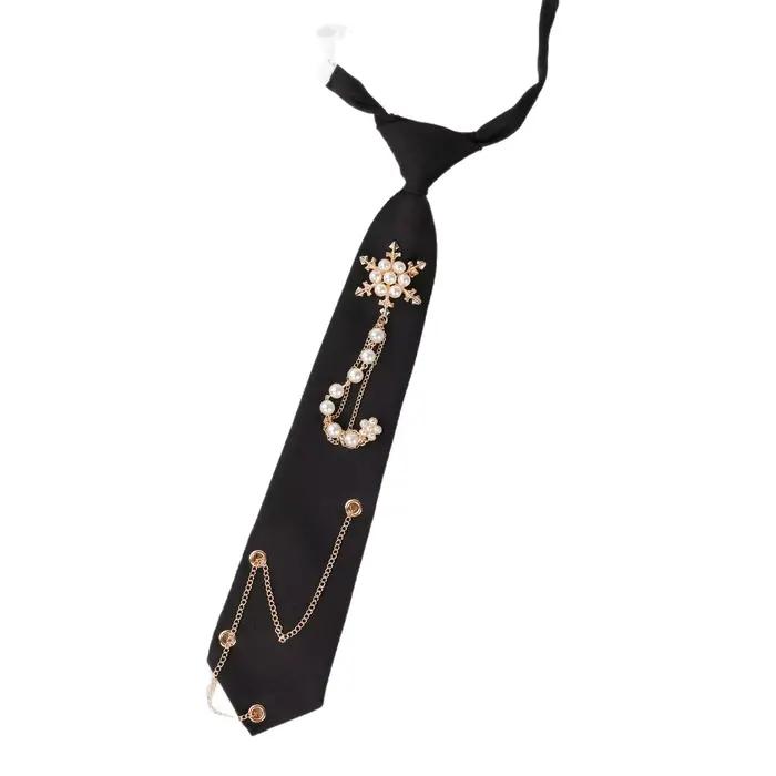 Cravate Étoile Perle Décorée de Chaîne Style Collège Étudiant Simple Femme Personnalisée Mariage Mode Rose Noir Accessoires