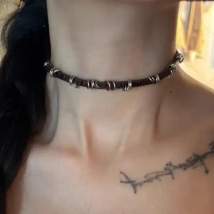 Nouveau collier ras du cou en cuir PU pour femmes hommes Cool Punk gothique Y2K EMO tour de cou Vintage