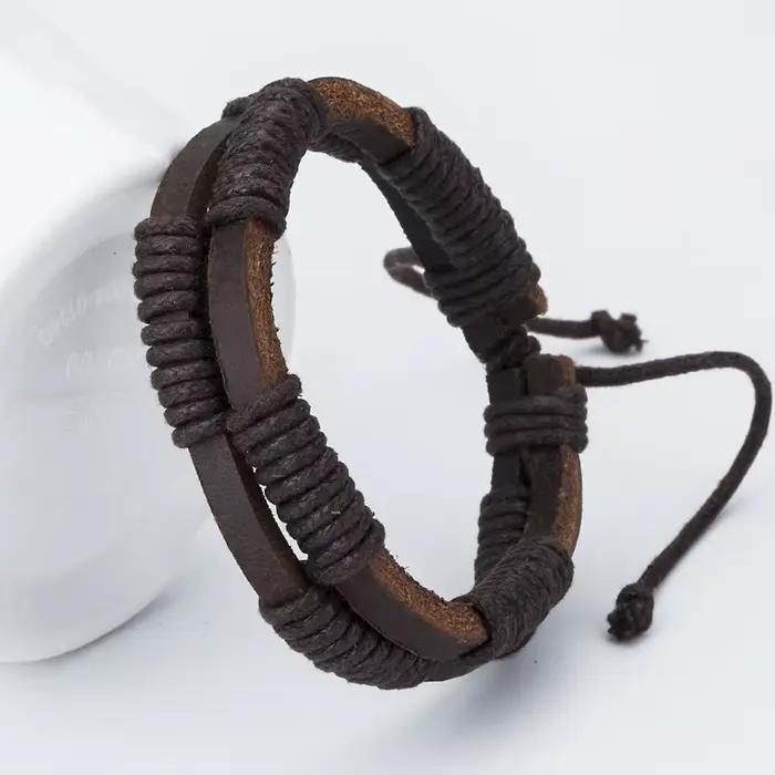 TYO nouvelle mode ancre en cuir hommes Bracelets bracelet populaire bricolage à la main tissage