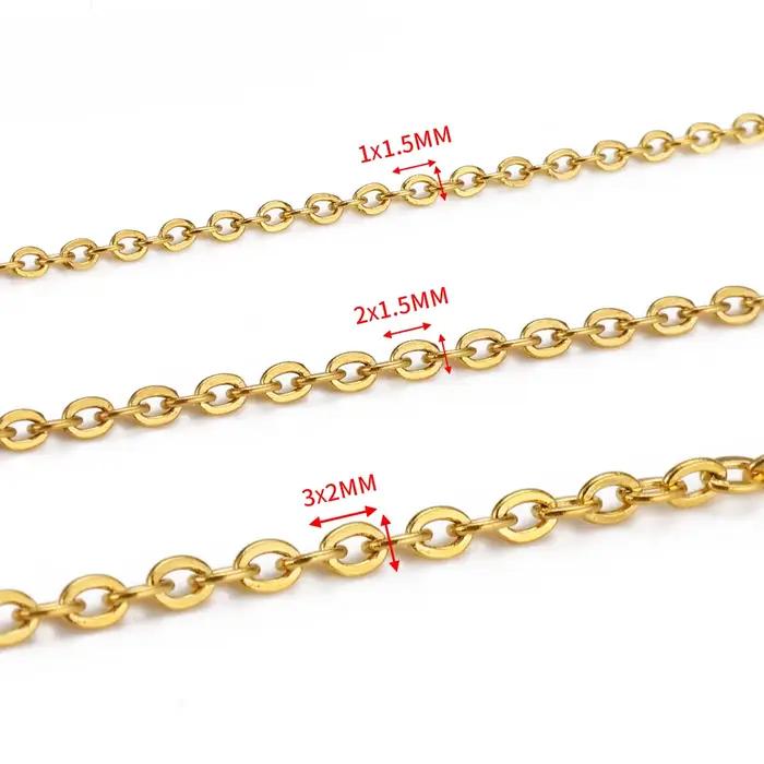 Chaînes croisées en forme de O en acier inoxydable, 10 mètres, 2 mètres, 1/1, 5/2mm, pour bricolage, collier, Bracelet, accessoires de fabrication de bijoux