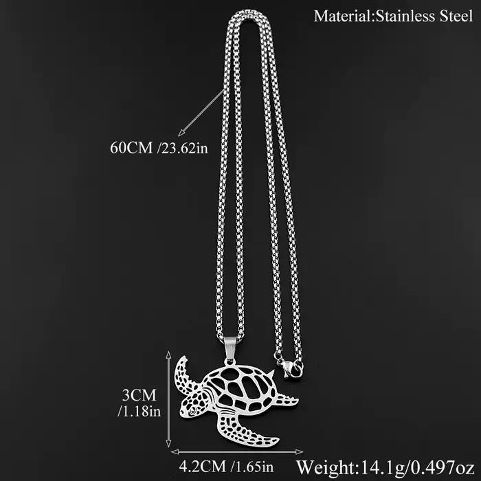 Collier pendentif tortue de mer Aumakua pour femmes et hommes, en acier inoxydable, couleur argent, culture océanique hawaïenne, chaîne masculine, bijoux cadeaux
