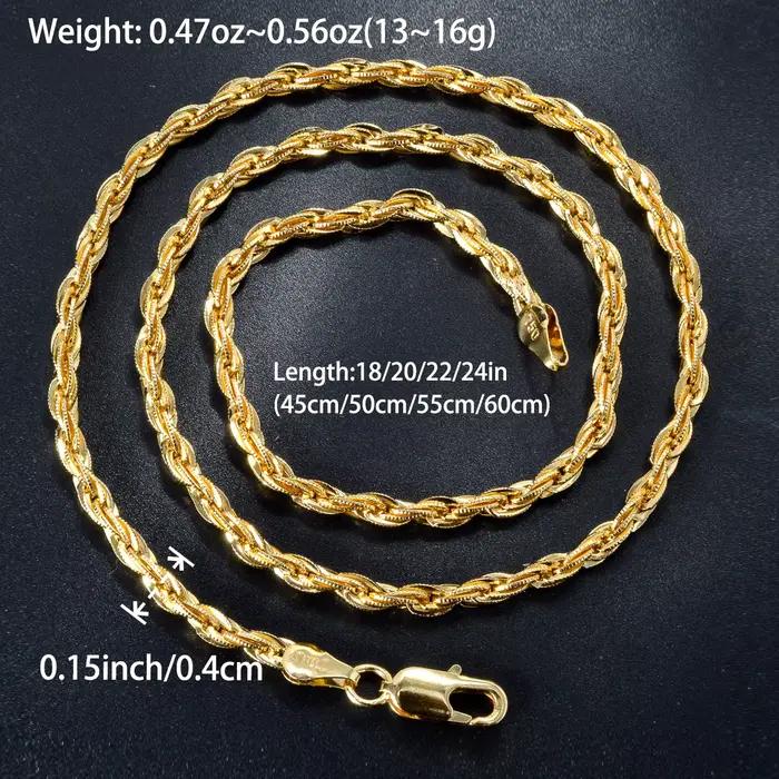 Chaîne torsadée classique italienne 750 unisexe, bijou quotidien, chaîne fine empilable, fermoir mousqueton, accessoire pour pendentif vierge