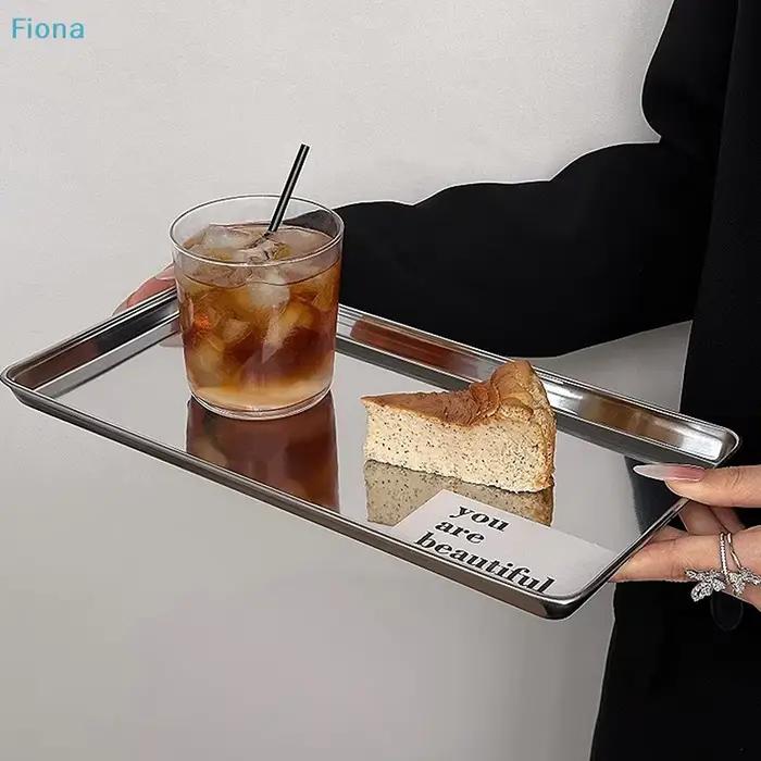 ♤ Plateau de service en acier inoxydable - Plateau métallique minimaliste pour la présentation de nourriture et de boissons à la maison ou lors de fêtes