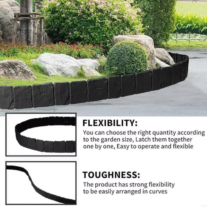 Bordure jardin en plastique, bordure paysage, pour parterre fleurs, panneaux à pointes d'ancrage latéral, bordure en
