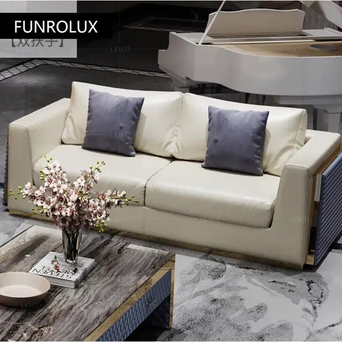 Canapé en cuir Cirhide première couche moderne, salon, combinaison complète, petit acide moderne, meubles en cuir 1 + 2 + 3